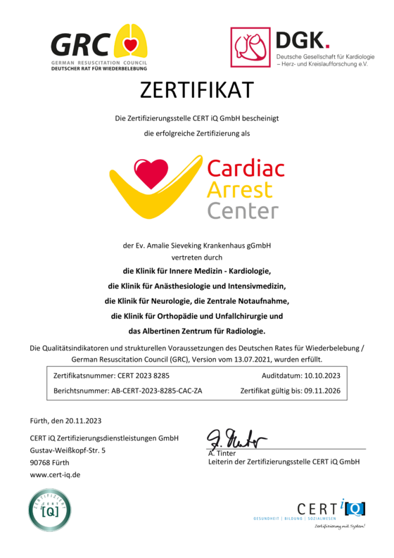 Zertifikat Cardic Arrest Center