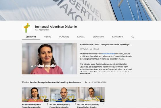 Screenshot des YouTube Kanals der Immanuel Albertinen Diakonie Screenshot des YouTube Kanals der Immanuel Albertinen Diakonie