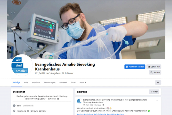 Startseite des Facebook-Kanals - Evangelisches Amalie Sieveking Krankenhaus Hamburg - Social Media Startseite des Facebook-Kanals - Evangelisches Amalie Sieveking Krankenhaus Hamburg - Social Media